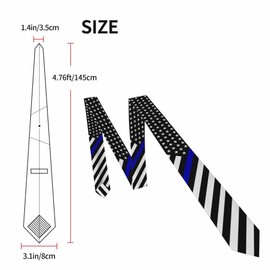 Yekiua American Flag Men's Necktie Thin Blue Line United States Police Support Symbol Holiday Festival Funny Ties For Men Formal Occasion Wedding Neck Tie