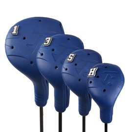 FRANKTECH Golf Head Covers, EVA Plastic Golf Club Covers for Driver Fairway Woods Hybrid, Driver Headcover with Pins, Fit All Right-Handed Golf Clubs, Easy On Off, Washable (Blue 4pcs Set)