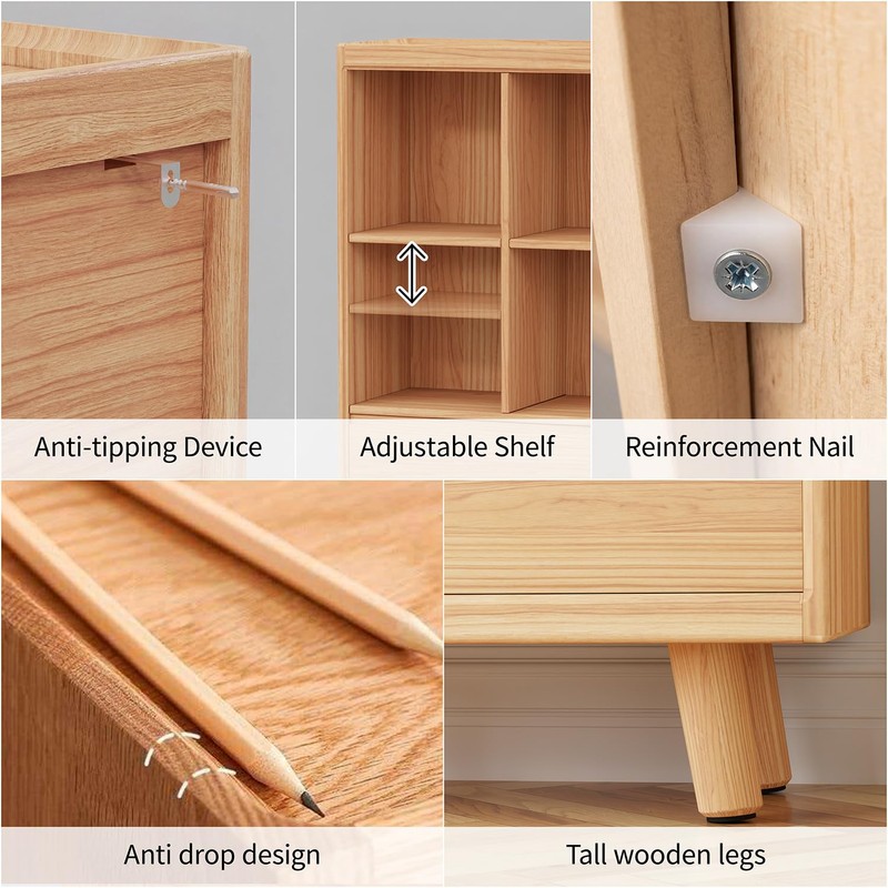 YOSHOOT 4 Cube Bookshelf with 1 Drawer - 21.7" Wood