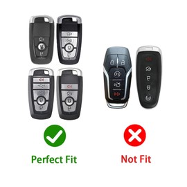 Noreyvis Key Cover Case, Zinc Alloy Key Fob Case Holder Shell with Keychain Compatible for Ford Escape Expedition Explorer F-150 F-250 F-350 F-450 F-550 Maverick Mustang Lincoln Aviator(Blue)