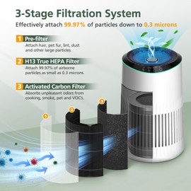 2 Pack MR2566 Filter Compatible with MORENTO MR2566 Air Purifi-er, 3-in-1 True HEPA Activated Carbon Pre-Filter, MR2566 Filter, Basic Version