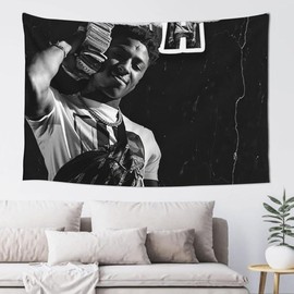 Youngboy Music Never Rapper Broke Again Tapestry Background Cloth Wall Hanging Curtain Wall Decor Bath - Color: black, Size: 80x60IN (203x152cm)