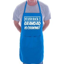 Stand Back Grandad Is Cooking Fathers Day BBQ Novelty Apron Blue