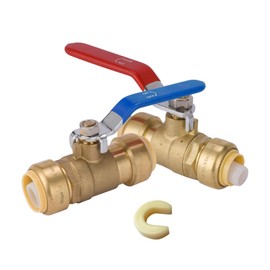 GUOFIS 3/4 Inch Ball Valve,Pushfit Shut-off Valve for Hot and Cold Water,Push to Connect Ball Valve with Disconnect Clip(Blue&Red,Pack of 2)