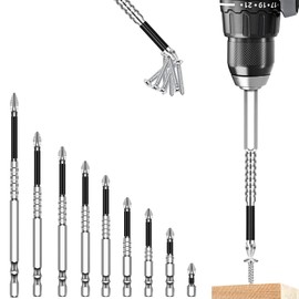9 Stück Magnetischer Schraubendreher Bit Satz – Hochmagnetisches Bohrmaschine Bit Set mit Anti-Rutsch Präzisionsbits, PH Kreuzschlitz für Elektro-Schrauber, langlebig & schlagfest, lang & kurz