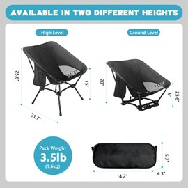 TROKUZEN Lightweight Compact Folding Camping Chair- Ultralight Portable Beach and Lawn Chair for Backpacking, Travel, Picnic & Hiking-Supports up to 330 lbs with Convenient Storage Pocket.