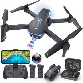 Hiturbo Foldable FPV Drone with 1080P Camera Voice Control for Beginners and Kids