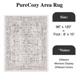 PureCozy Vintage Area Rug 8x10 Bedroom Rug Brown Indoor Washable Living Room Carpet Tribal Distressed Rug Retro Accent Throw Rug for Office Dining Room Faux Wool