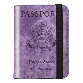cesrg Passport Holder for travel - Cover Wallet -Travel Essentials RFID Blocking Travel Accessories for Women Men (violet)