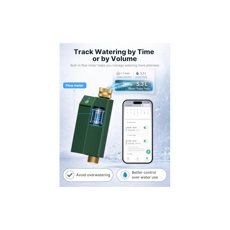 Smart WiFi Water Timer for Garden Hose with Flow Meter