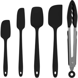 U Chef Juego de 4 Espátulas de Silicona de Cocina con Diseño Antiadherente, Espátulas para Hornear con Pinzas para Cocina, Utensilios de Cocina Resistentes al calor