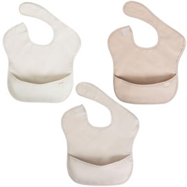 Ali+Oli Smock Bib for Baby (3-pc) Sleeveless Set (Neutral) BPA-Free Oeko-Tex Certified, Mess Proof Baby Bib for Eating, Waterproof Baby Smock, Machine Washable, Toddlers Ages 6m+