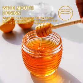 kanpura 9oz Glass Honey Dispenser, Glass Honey Jar with Dipper,Clear Crystal Honey Pot for Christams Home Kitchen Decor,Store Honey and Syrup,Easy to Clean