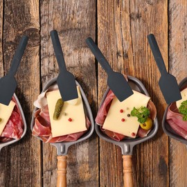 Fackelmann 25286 Set of 4 Raclette Spatulas Cheese Spatula Mini Plastic Spatula Scraper Spatula Plastic Black 16 cm
