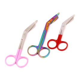 LAJA IMPORTS 3 Lister Bandage Scissors 5.5" & 4.5" Red Pink + 5.5" Multi Color Rainbow Titanium Emt Shears Instruments