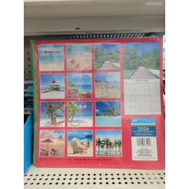 jot 2026 Tropical Beachs Months Calendar 12" X 12 " With Bonus Sunset Calendar 6"