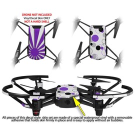 Skin Decal Wrap 2 Pack for DJI Ryze Tello Drone Rising Sun Japanese Flag Purple Drone NOT Included