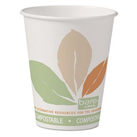 SOLO Bare Eco-Forward PLA Paper Hot Cups, 8 oz, Leaf Design, 50 Cups (SCC378PLABBPK)
