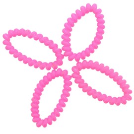 Neon Pink Coil Pony Holders for Women's Hair - Set of 4