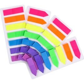 JASLY 4 Sets Neon Page Markers Colored Index Tabs, Fluorescent Sticky Note for Page Marker, 560pcs (560)