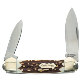 Uncle Henry Next Gen Staglon 11UH LG Canoe Cuchillo Plegable de 6.1 Pulgadas con Dos Cuchillas de Acero Inoxidable y Mango de Staglon para Caza, Camping y EDC