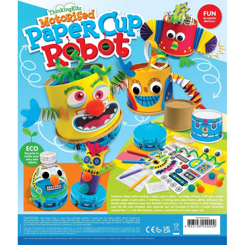 4M 404920 Thinking Kits-Motorised Paper Cup Robot-Science and Activty for