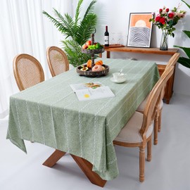 Chassic 60 x 120 inches Farmhouse Style Linen tablecloths, Wrinkle Resistant Washable Dining Room Table Cloths for 8 Foot Rectangle Tables - Sage Green