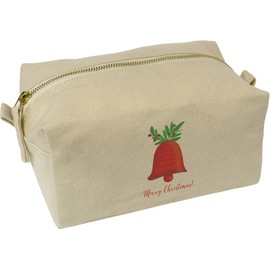 'Merry Christmas Greeting with Red Bell ' Canvas Wash Bag/Makeup Case (CS00041683)