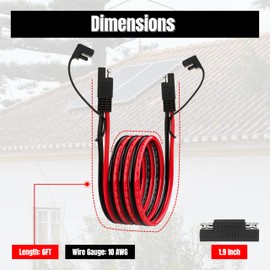 unrulysoul 6FT 10AWG SAE Extension Cable, 10 AWG SAE Quick Disconnect Wire Harness 10 Gauge with Polarity Reverse Adapter for Solar Panel RV Battery Automotive and Marine Applications (10AWG 6FT)