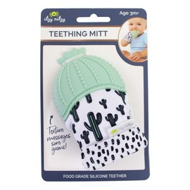 Itzy Ritzy Silicone Teething Mitt - Soothing Infant Teething Mitten with Adjustable Strap, Crinkle Sound & Textured Silicone to Soothe Sore & Swollen Gums - For Ages 3 Months & Up (Cactus)
