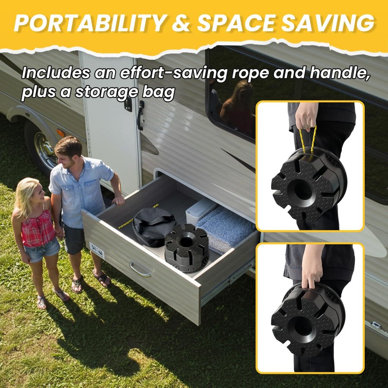 HOXWELL 4PCS 6''H RV Trailer Jack Block with Bag, Camper