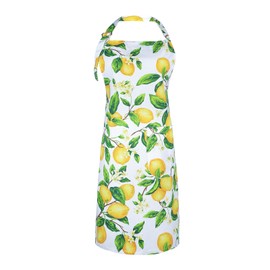 G2PLUS Cotton Kitchen Apron with Pockets, Thick Lemon Apron, Adjustable Cooking Apron for Baking, Chef Apron for Women, Men, Holiday and Xmas Gifts - 30 x 25 inch