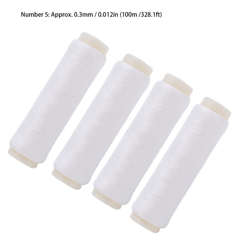 4pcs 100/200m Invisible Nylon Fishing Rubber Band Line High Elastic