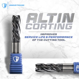 ARMOUR TOOLING – 6mm Tungsten Carbide End mill - 4 Flute Sharp Corner Cutter - CNC Milling Tool - for Alloy Steels/Hardened Steels - High Performance Milling Cutter - Roughing And Finishing