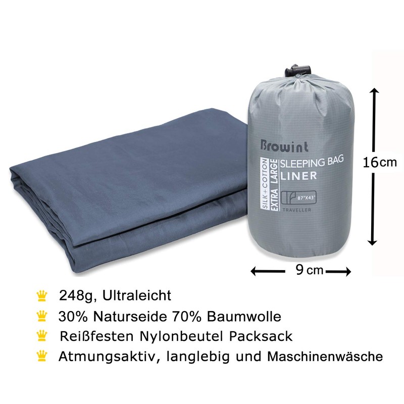 BROWINT Lnlay Sleeping Bag with Double Zip and Pillow Compartment,