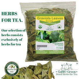 Gabio Green- Whole Soursop leaves(3oz/85gr) 180 + leaves aprox, Big Bag, Hojas de guanabana, tea Soursop, Dried Herbs. (3 oz) 180 leaves aprox.