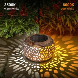 Solar Lanterns Outdoor Waterproof, 1 Pack Flower Petal Solar Garden Lights with 2 Lighting Colors, Vintage Metal Outdoor Patio Garden Decor - Unique Gifts for Women Mom Sisters Birthday