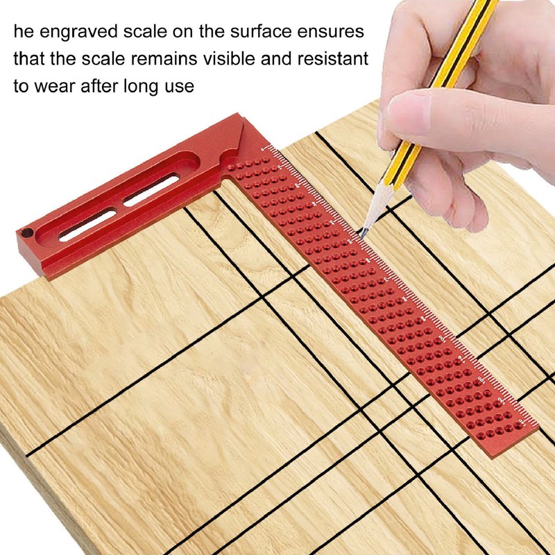Hole Scribing Ruler Aluminium Alloy Woodworking Right Angle Ruler 45