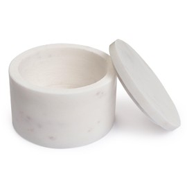 Repan White Marble Salt Cellar with Lid, 4X2.5 Inches, Living Room Storage Boxes, Marble Decorative Container with Lid for Home Decor, Living Room Furniture, Bedroom Decoration