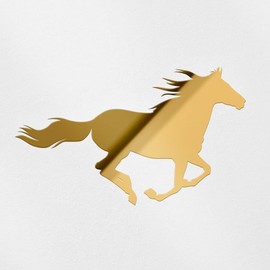 Decal Stickers of Horses (Metallic Gold) (Set of 2) Premium Waterproof Vinyl Decal Stickers for Laptop Smartphone Car Dirt Bike Wall Room Mason Jar Bathtub Door - BICVER10g6301GOW19Y24