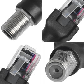 LUORNG 2PCS F Type to RJ45 8P Crystal Head Adapter Female to Male Coaxial Sleeve Converter for Cable Tester Monitor Digital Signal Compatible Black