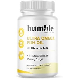 Aceite de Pescado Ultra Omega 625 EPA 244 DHA 60 Softgels- Suplemento para Salud Cardiovascular y Cerebral - Cápsulas Sin Gluten y Sin OMG