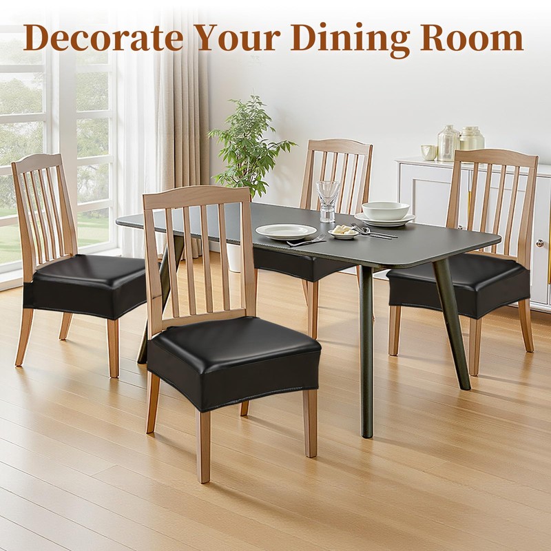 WUSOUPU Waterproof Dining Chair Seat Covers Leather Kitchen Seat Covers,