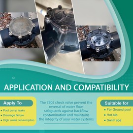 7305 Swimming Pool Check Valve Replacement for Jandy 2-Inch to 2-1/2-Inch 180-Degree Check Valve for Pools and Spas Straight Through Flow (Black)