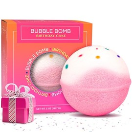 Two Sisters Spa - Bomba de baño para tarta de cumpleaños (99% natural, gaseosa para mujeres, adolescentes y niños), hidrata la piel seca y sensible, libera color, aroma y burbujas. Hecho a mano en Estados Unidos