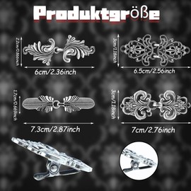 Jackets Vintage Cardigan Cinch Clip, 4 Pieces Women's Vintage Pullover Scarf Clips, Brooch Silver Lapel Pins Scarf Clip, Women Girls Wear, s, Titanium steel