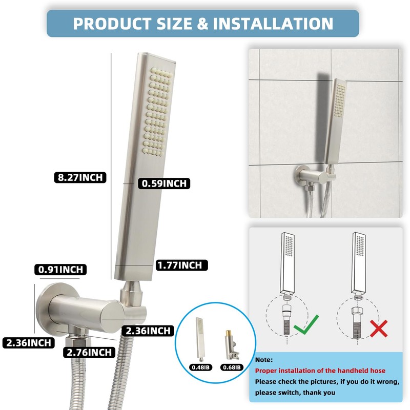 Backnets Solid Brass Handheld Shower Head Arc Design High Pressure