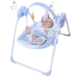 Portable Baby Swing for Infants, Compact & Foldable Infant Swing with 5-Speed Swing,Music, Timer, Removable Toy Bar & Cushioned Seat, Battery Operated, 0-9 Months 6-20 lbs,SG2401