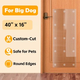 1 Pack 40 x 16 Door Protector from Dog Scratching Cat & Dog Guard, Heavy Duty Custom-Cut Clear PVC Anti Scratch on Wall Window Glass Screen & Sliding Doors Furniture Indoor/Outdoor