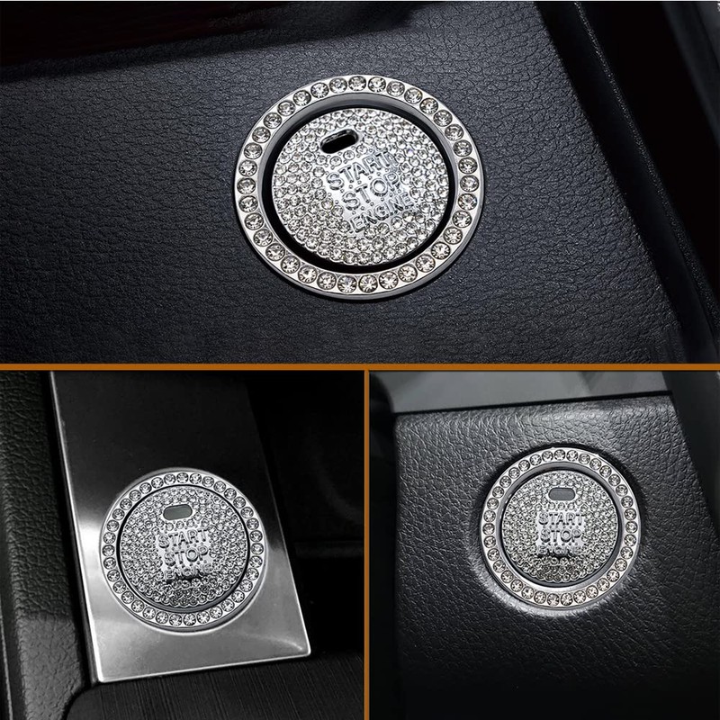 Yandong Car Engine Start Button Ring Universal Rhinestone Button Cover